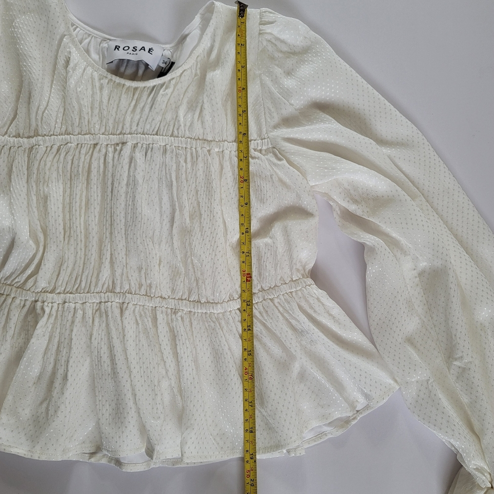 Rosae Paris Le Delaunay Smocked Blouse Ruffled Wrists Meringue, French Romantic - Picture 7 of 15